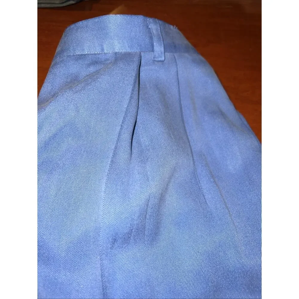 Carlisle Women's Trouser Pant Silk Roll Size 8 Blue‎ Straight Leg High Rise